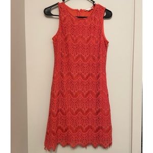 Coral High Neck Sleeveless Dress